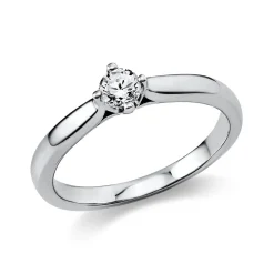 Solitär Ring Damenring 750 Gold Weißgold Diamant Brillant 0,20 Ct. 4er-Krappe