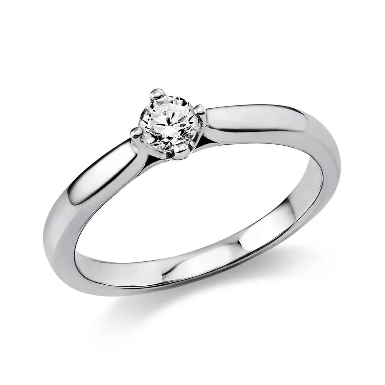 Solitär Ring Damenring 750 Gold Weißgold Diamant Brillant 0,20 Ct. 4er-Krappe