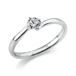 Solitär Ring Damenring 750 Gold Weißgold Diamant Brillant 0,20 Ct. 4er-Krappe
