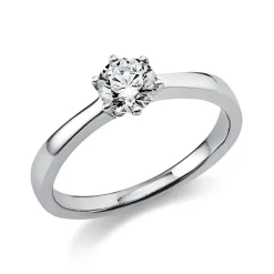 Solitär Ring Damenring 585 Gold Weißgold Diamant Brillant 0,50 Ct. 6er-Krappe