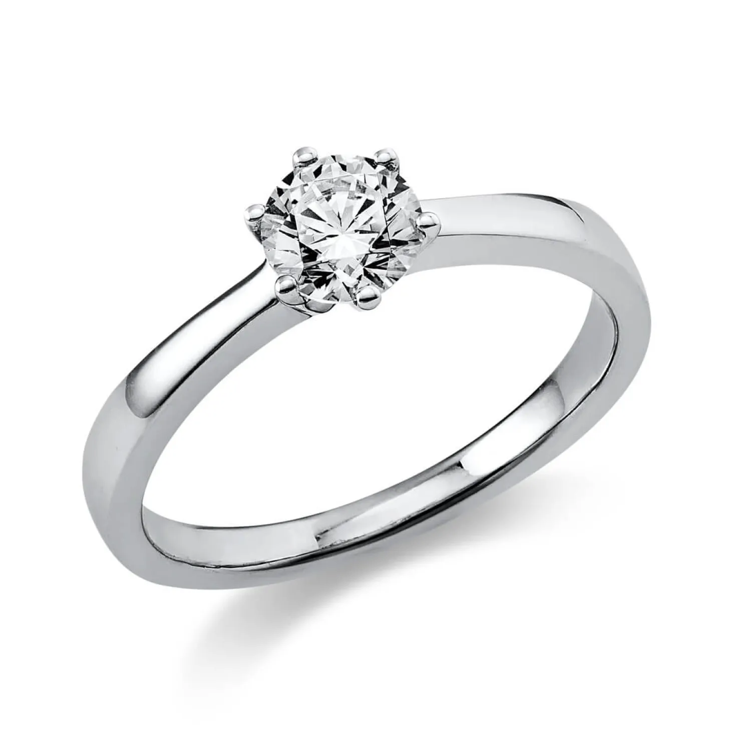 Solitär Ring Damenring 585 Gold Weißgold Diamant Brillant 0,50 Ct. 6er-Krappe