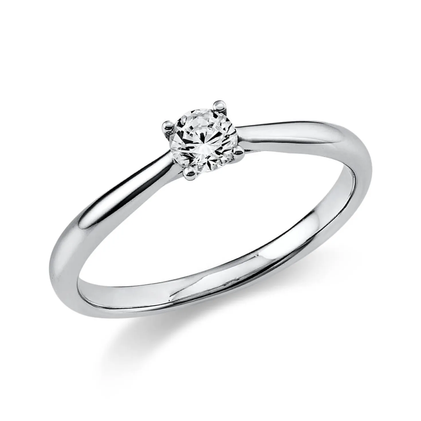 Solitär Ring Damenring 585 Gold Weißgold Diamant Brillant 0,20 Ct. 4er-Krappe