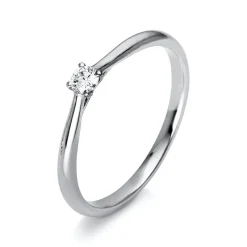 Solitär Ring Damenring 750 Gold Weißgold Diamant Brillant 0,10 Ct. 4er-Krappe