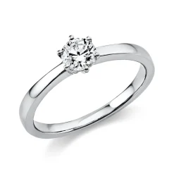 Solitär Ring Damenring 750 Gold Weißgold Diamant Brillant 0,40 Ct. 6er-Krappe