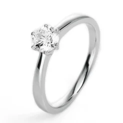 Solitär Ring Damenring 750 Gold Weißgold Diamant Brillant 0,40 Ct. 6er-Krappe