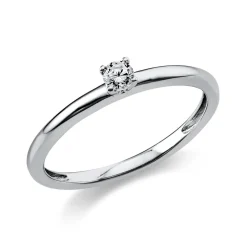 Solitär Ring Damenring 750 Gold Weißgold Diamant Brillant 0,10 Ct. 4er-Krappe