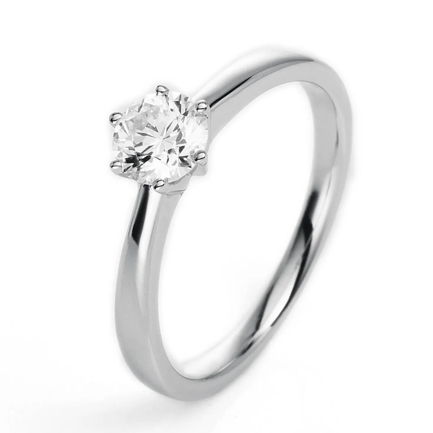Solitär Ring Damenring 585 Gold Weißgold Diamant Brillant 0,40 Ct. 6er-Krappe