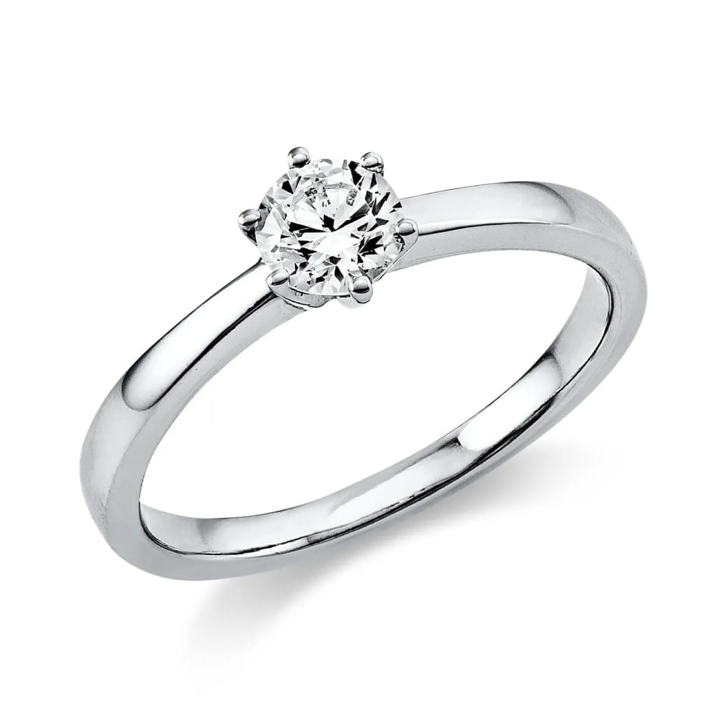 Solitär Ring Damenring 585 Gold Weißgold Diamant Brillant 0,40 Ct. 6er-Krappe