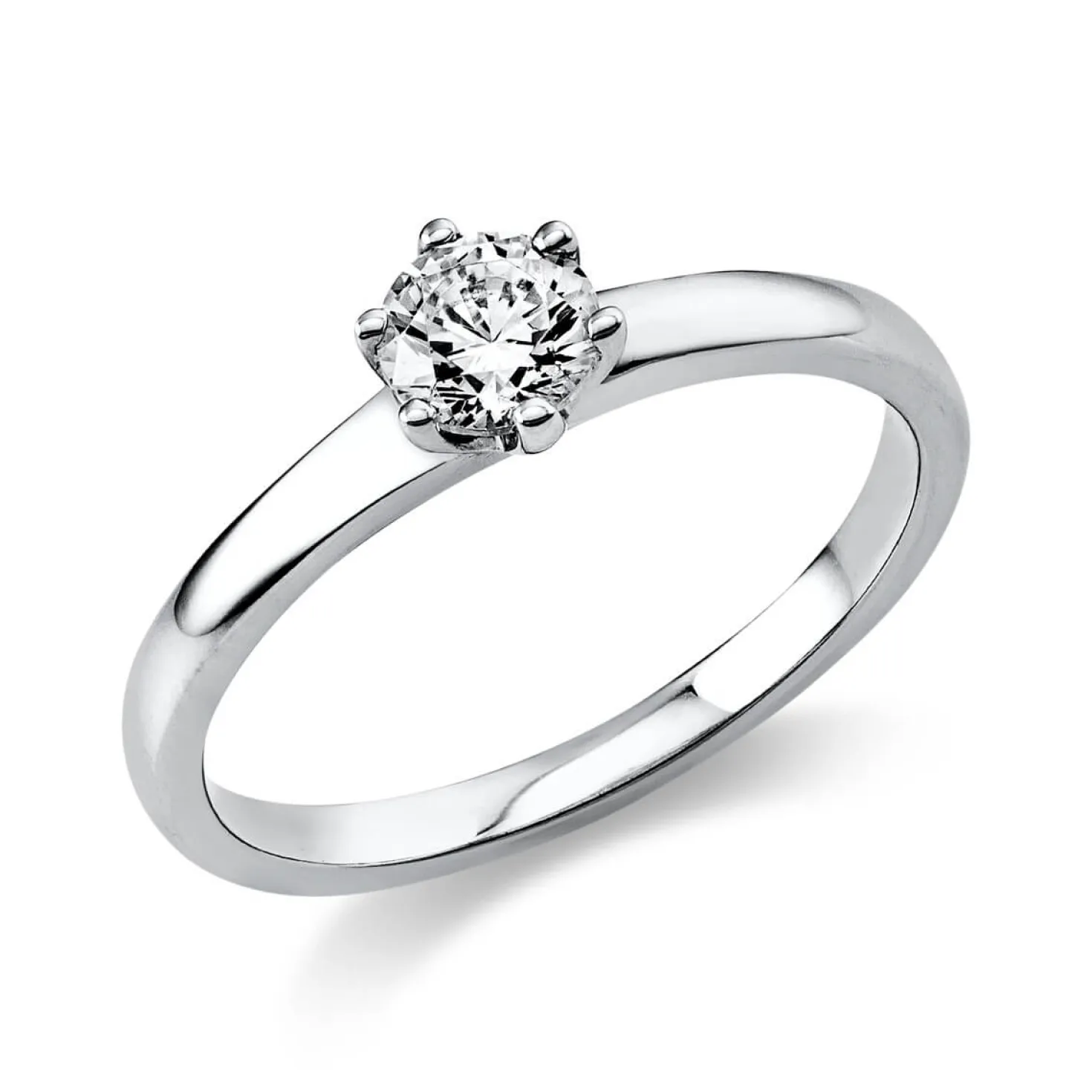 Solitär Ring Damenring 585 Gold Weißgold Diamant Brillant 0,40 Ct. 6er-Krappe