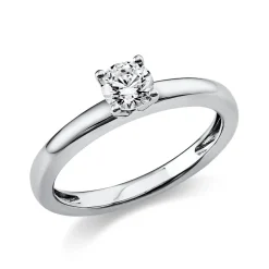 Solitär Ring Damenring 585 Gold Weißgold Diamant Brillant 0,40 Ct. 4er-Krappe