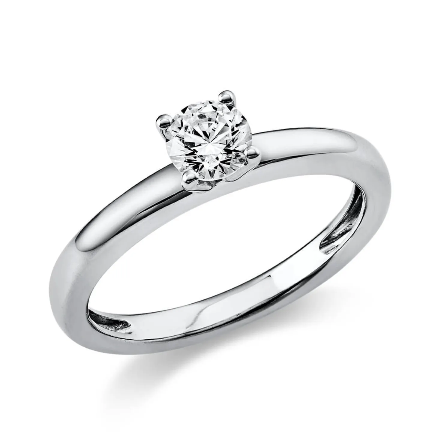 Solitär Ring Damenring 585 Gold Weißgold Diamant Brillant 0,40 Ct. 4er-Krappe