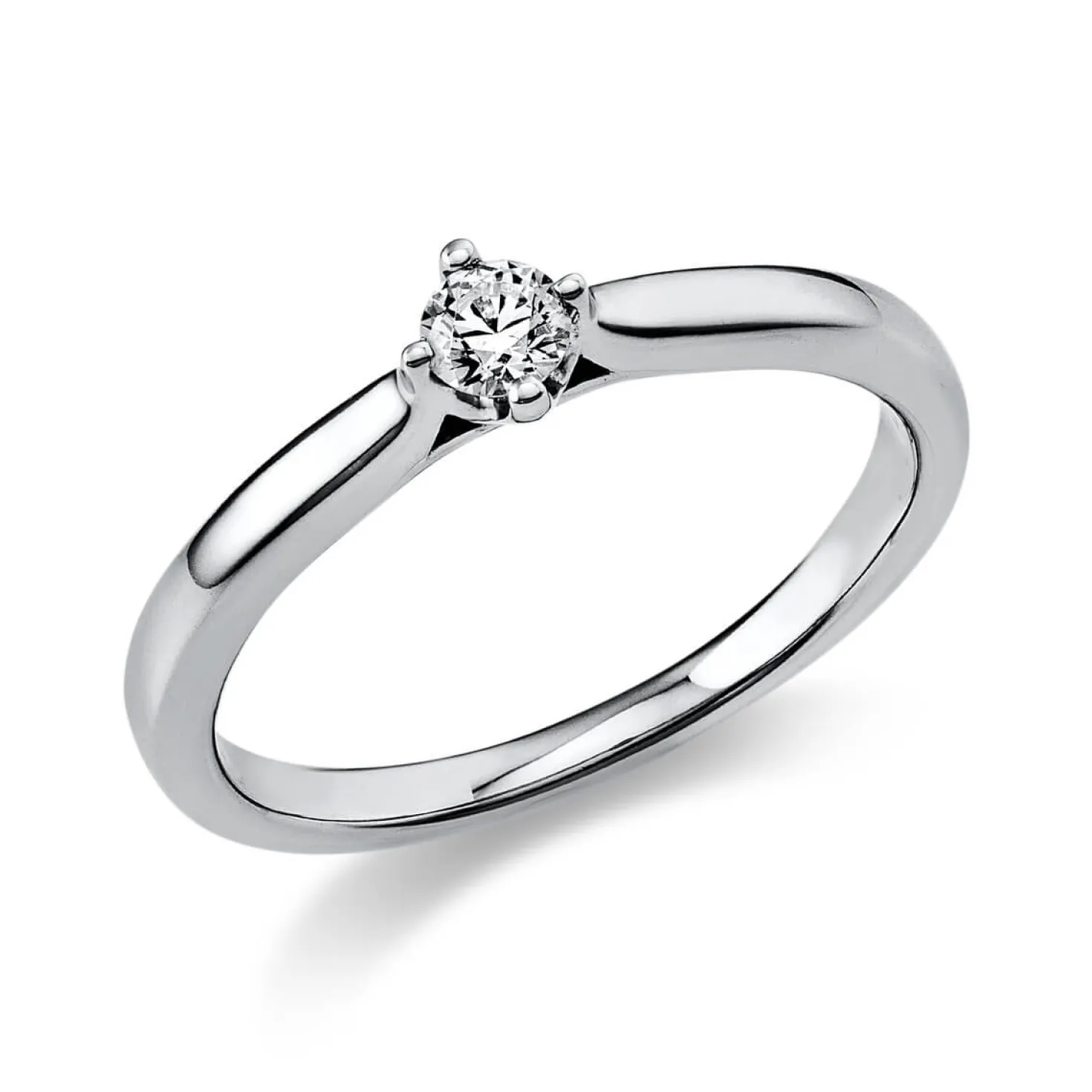 Solitär Ring Damenring 750 Gold Weißgold mit Diamant Brillant 0,15 Ct 4er-Krappe