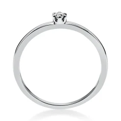 Solitär Ring Damenring 585 Gold Weißgold mit Diamant Brillant 0,05 Ct 6er-Krappe
