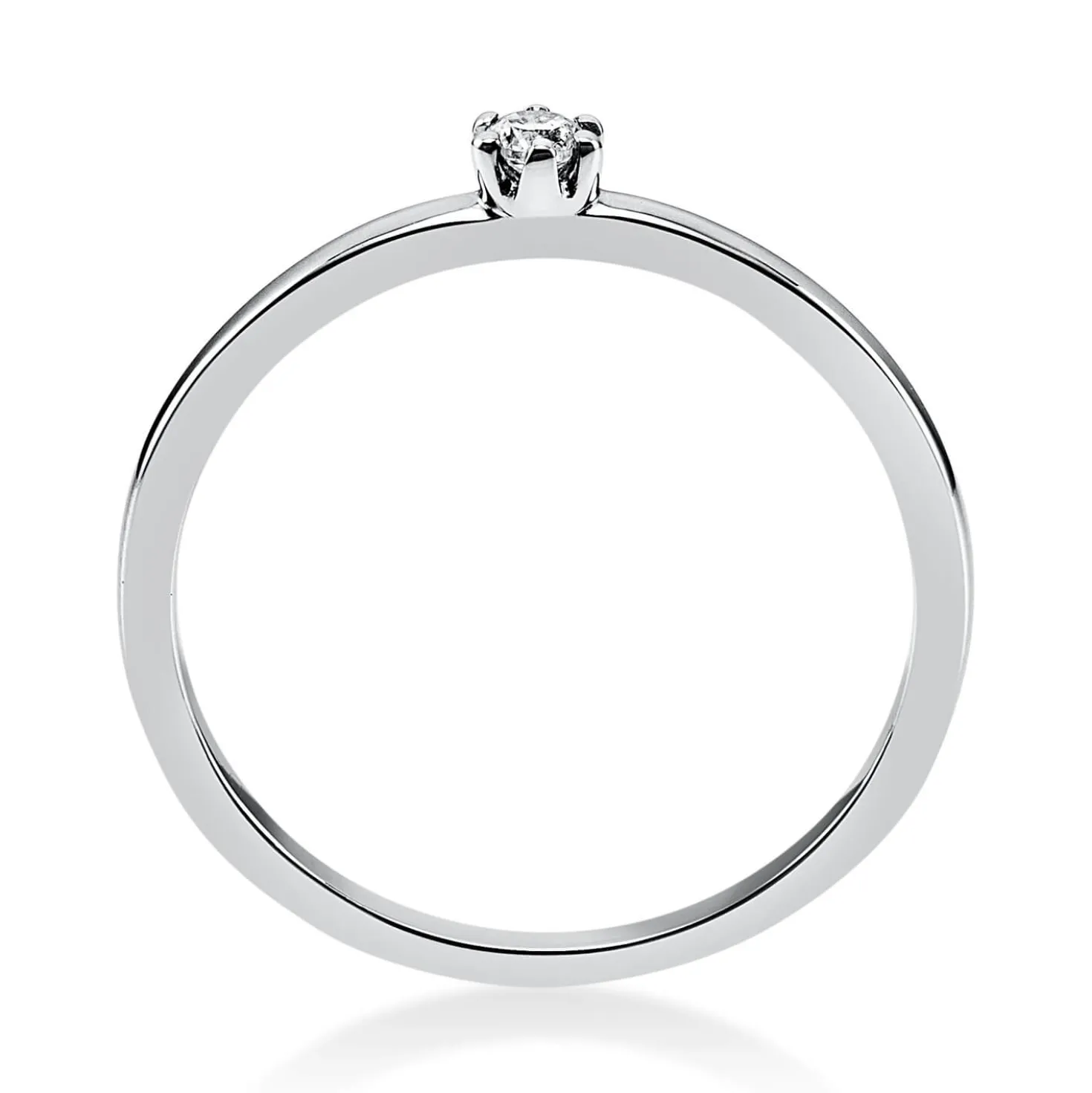 Solitär Ring Damenring 585 Gold Weißgold mit Diamant Brillant 0,05 Ct 6er-Krappe