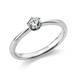 Solitär Ring Damenring 750 Gold Weißgold mit Diamant Brillant 0,25 Ct 6er-Krappe