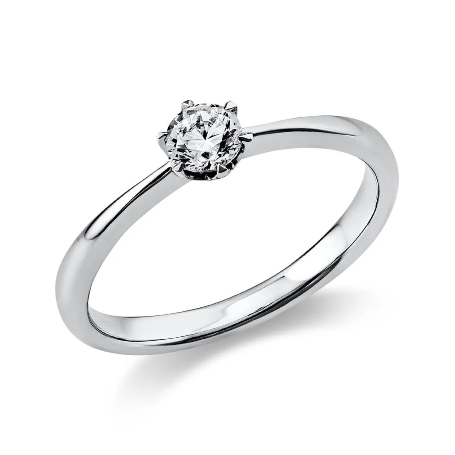 Solitär Ring Damenring 750 Gold Weißgold mit Diamant Brillant 0,25 Ct 6er-Krappe