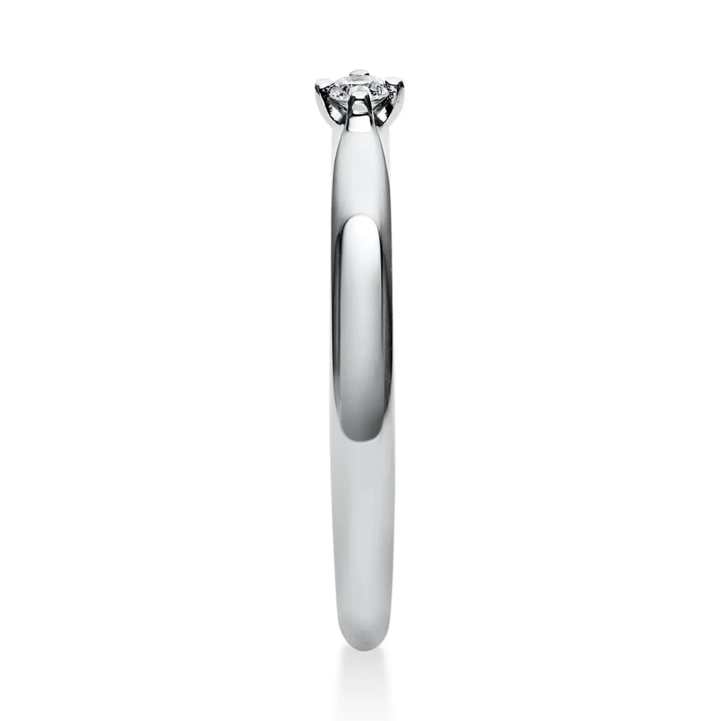 Solitär Ring Damenring 750 Gold Weißgold mit Diamant Brillant 0,05 Ct 4er-Krappe