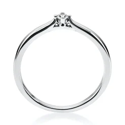 Solitär Ring Damenring 750 Gold Weißgold mit Diamant Brillant 0,05 Ct 4er-Krappe