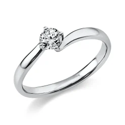 Solitär Ring Damenring 750 Gold Weißgold mit Diamant Brillant 0,25 Ct 4er-Krappe