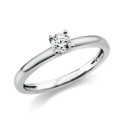 Solitär Ring Damenring 750 Gold Weißgold mit Diamant Brillant 0,25 Ct 4er-Krappe