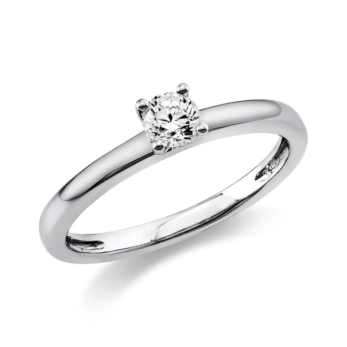 Solitär Ring Damenring 750 Gold Weißgold mit Diamant Brillant 0,25 Ct 4er-Krappe