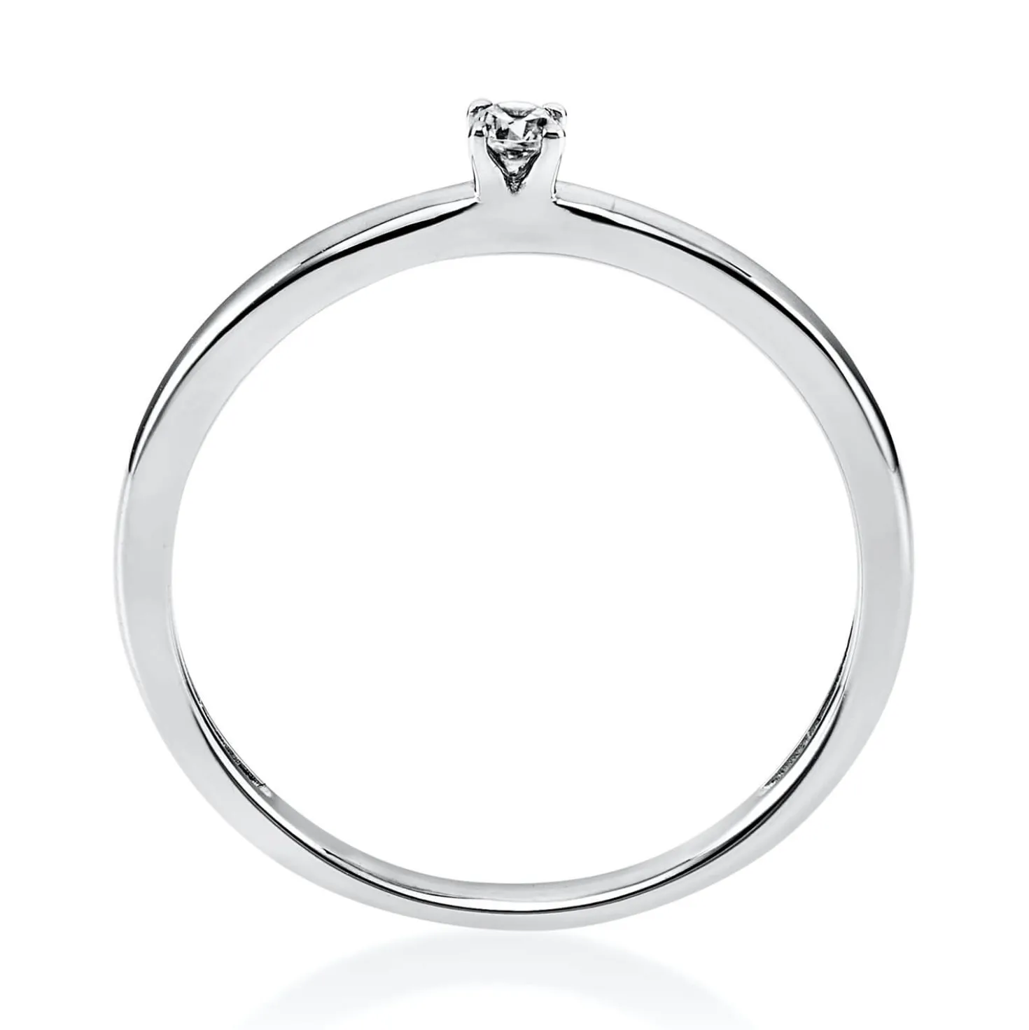 Solitär Ring Damenring 585 Gold Weißgold mit Diamant Brillant 0,05 Ct 4er-Krappe