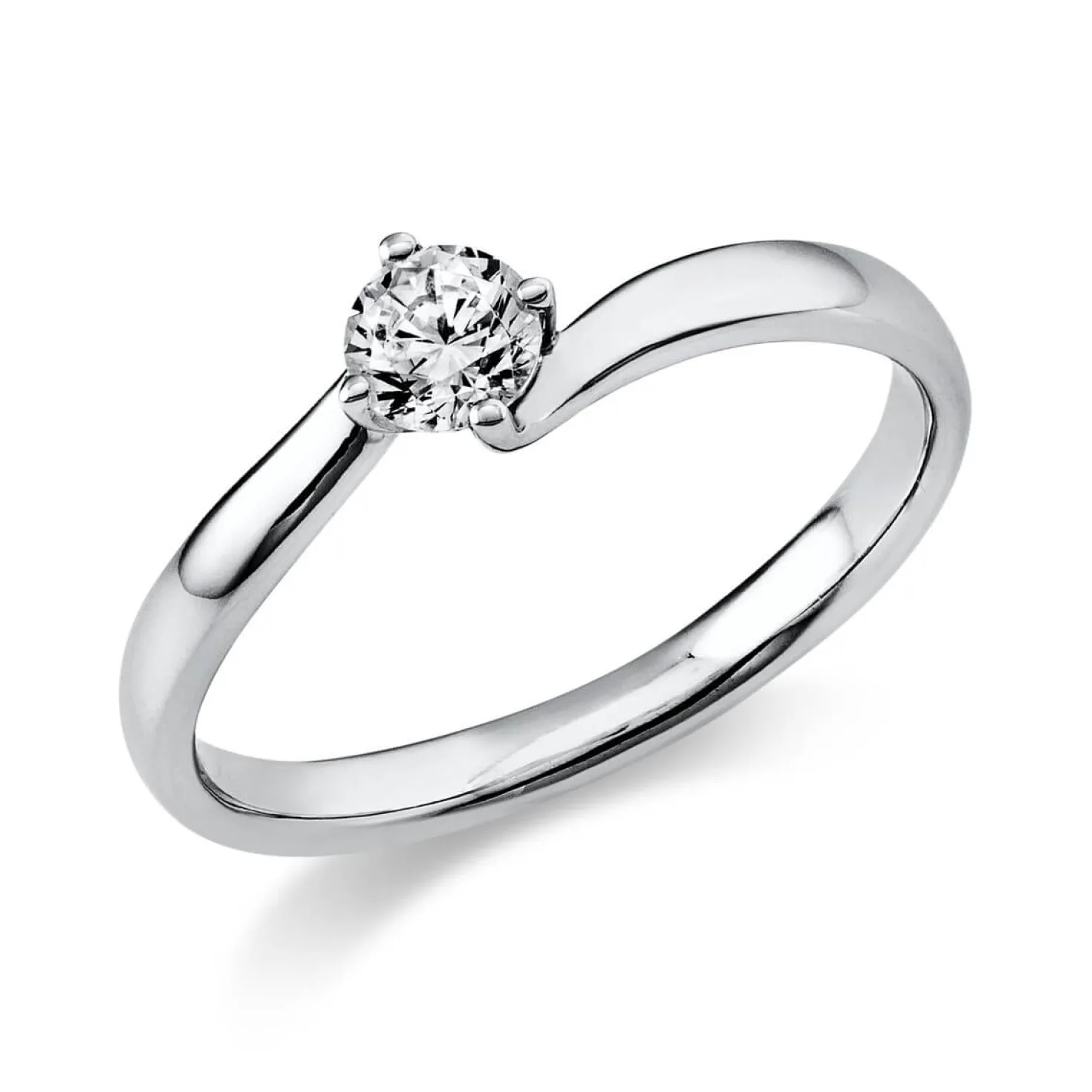 Solitär Ring Damenring 585 Gold Weißgold mit Diamant Brillant 0,25 Ct 4er-Krappe