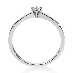 Solitär Ring Damenring 750 Gold Weißgold mit Diamant Brillant 0,15 Ct 6er-Krappe