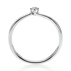 Solitär Ring Damenring 750 Gold Weißgold mit Diamant Brillant 0,05 Ct 4er-Krappe