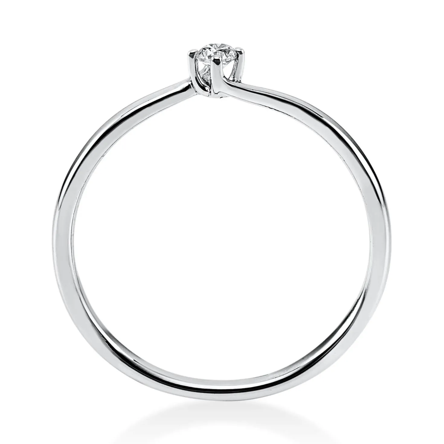 Solitär Ring Damenring 750 Gold Weißgold mit Diamant Brillant 0,05 Ct 4er-Krappe