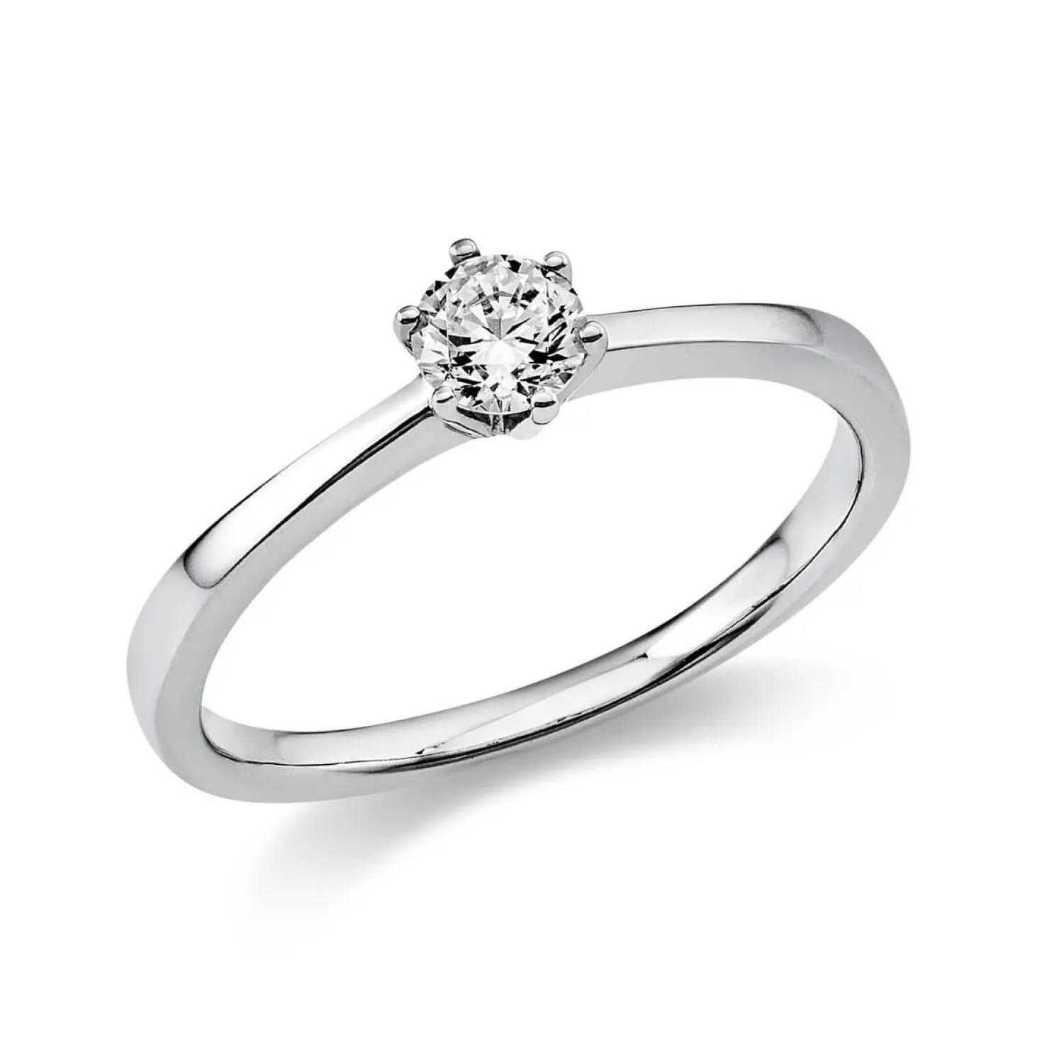 Solitär Ring Damenring 750 Gold Weißgold mit Diamant Brillant 0,25 Ct 6er-Krappe