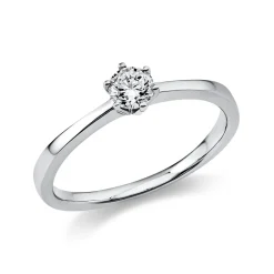 Solitär Ring Damenring 585 Gold Weißgold mit Diamant Brillant 0,25 Ct 6er-Krappe