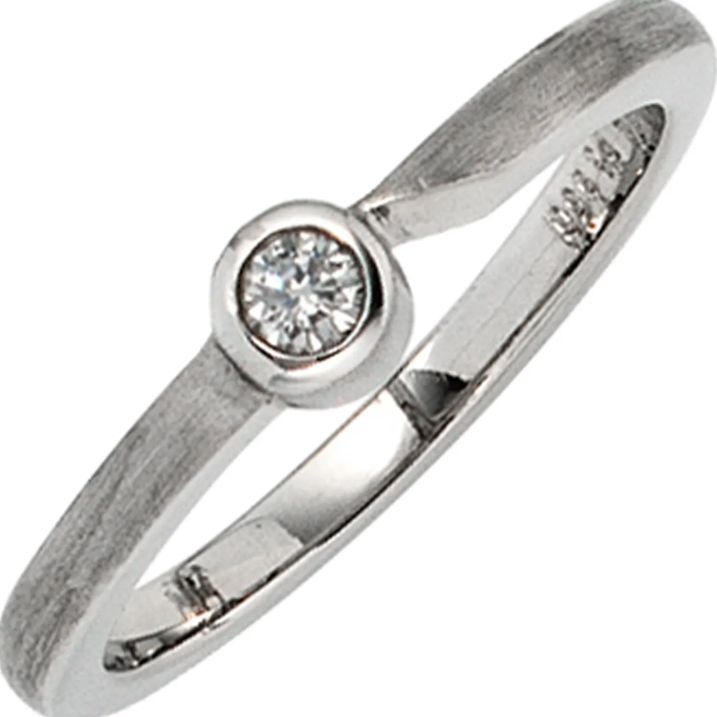 Solitär Ring Damenring mit Diamant 0.08Ct W/SI Brillant weiß 950 Platin schlicht
