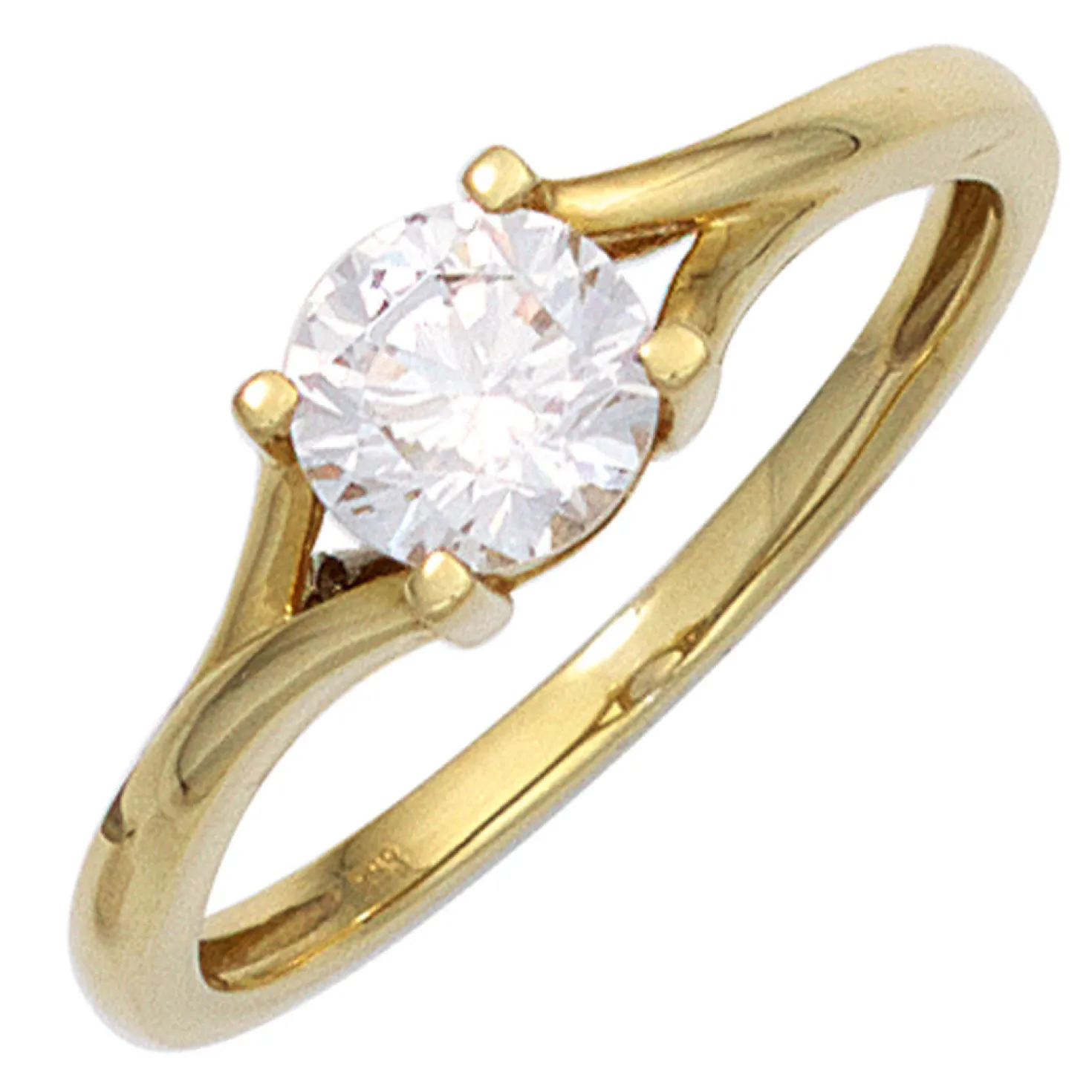 Solitär Ring Damenring mit Zirkonia weiß 333 Gold Gelbgold Fingerschmuck