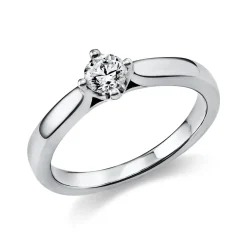 Solitär Ring Damenring 950 Platin Diamant Brillant 0,30 Ct. 4er-Krappe B: 2,4mm