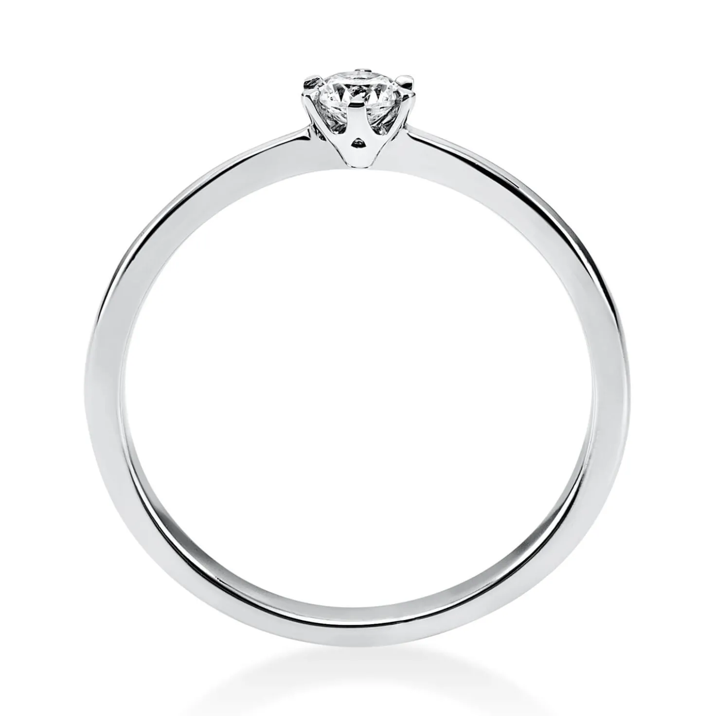 Solitär Ring Damenring 950 Platin Diamant Brillant 0,15 Ct 6er-Krappe B: 2,1mm