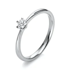Solitär Ring Damenring 950 Platin Diamant Brillant 0,15 Ct 6er-Krappe B: 2,1mm