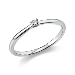 Solitär Ring Damenring 950 Platin Diamant Brillant 0,05 Ct 4er-Krappe B: 1,7mm