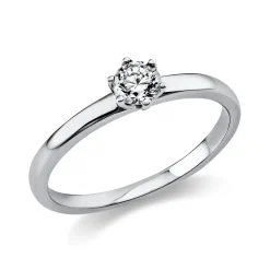 Solitär Ring Damenring 950 Platin Diamant Brillant 0,25 Ct 6er-Krappe B: 1,7mm