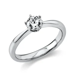 Solitär Ring Damenring 950 Platin Diamant Brillant 0,50 Ct. 6er-Krappe B: 3,1mm
