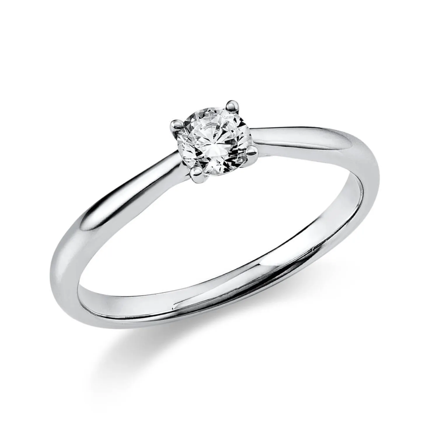 Solitär Ring Damenring 950 Platin Diamant Brillant 0,25 Ct 4er-Krappe B: 1,9mm