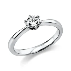 Solitär Ring Damenring 950 Platin Diamant Brillant 0,40 Ct. 6er-Krappe B: 2,8mm