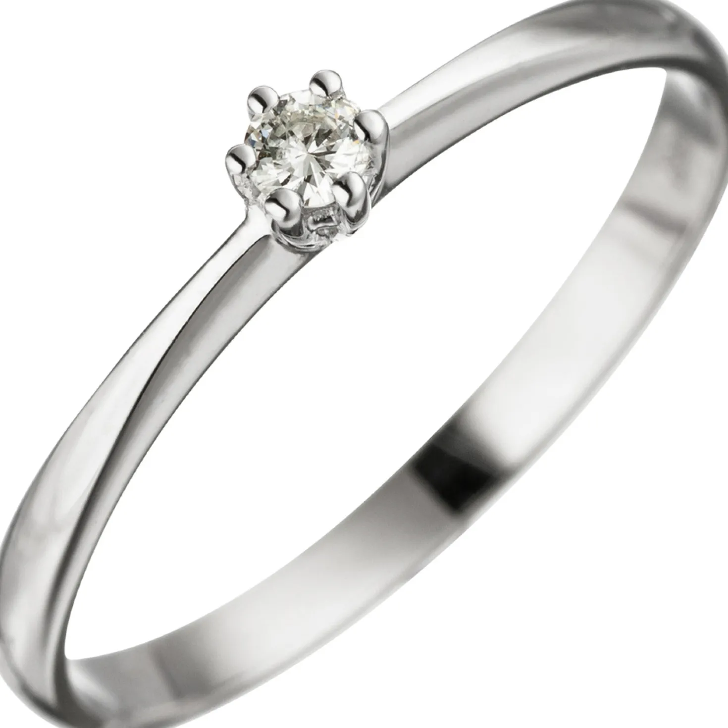 Solitär Ring Diamant 0.05Ct W/SI Brillant der Mitte 585 Gold Weißgold