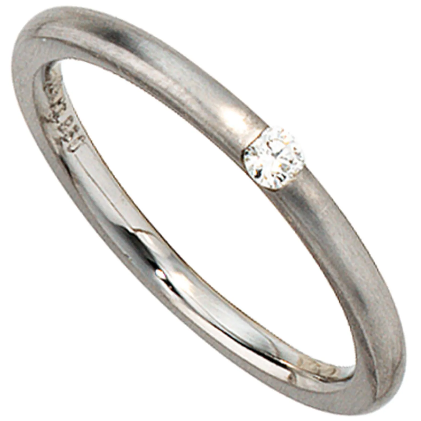 Solitär Ring Diamant 0.06Ct W/SI Brillant 950 Platin Platinring schlicht