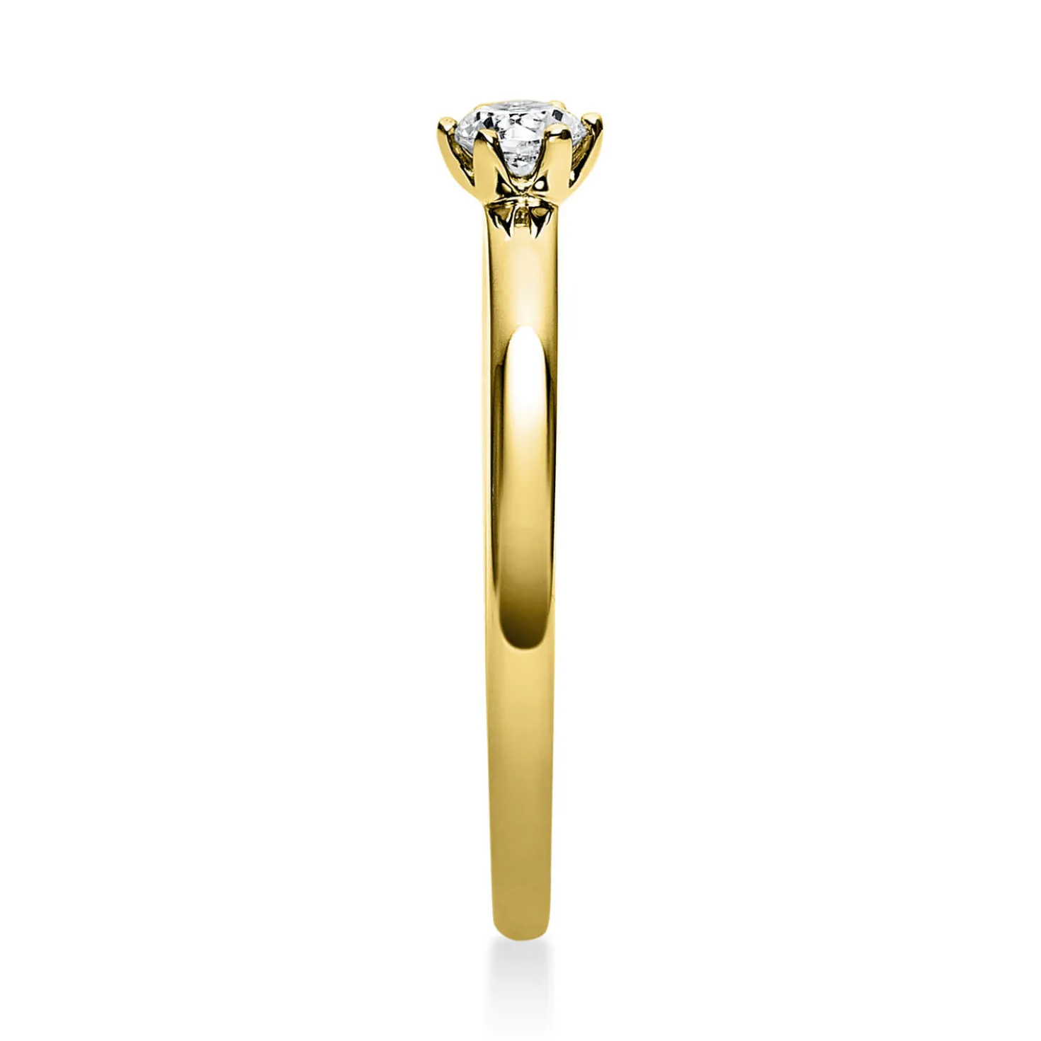 Solitär Ring 750 Gold Gelbgold Brillant 0,15 Ct B: 10,6mm, H: 10,5mm, S: 2,8mm