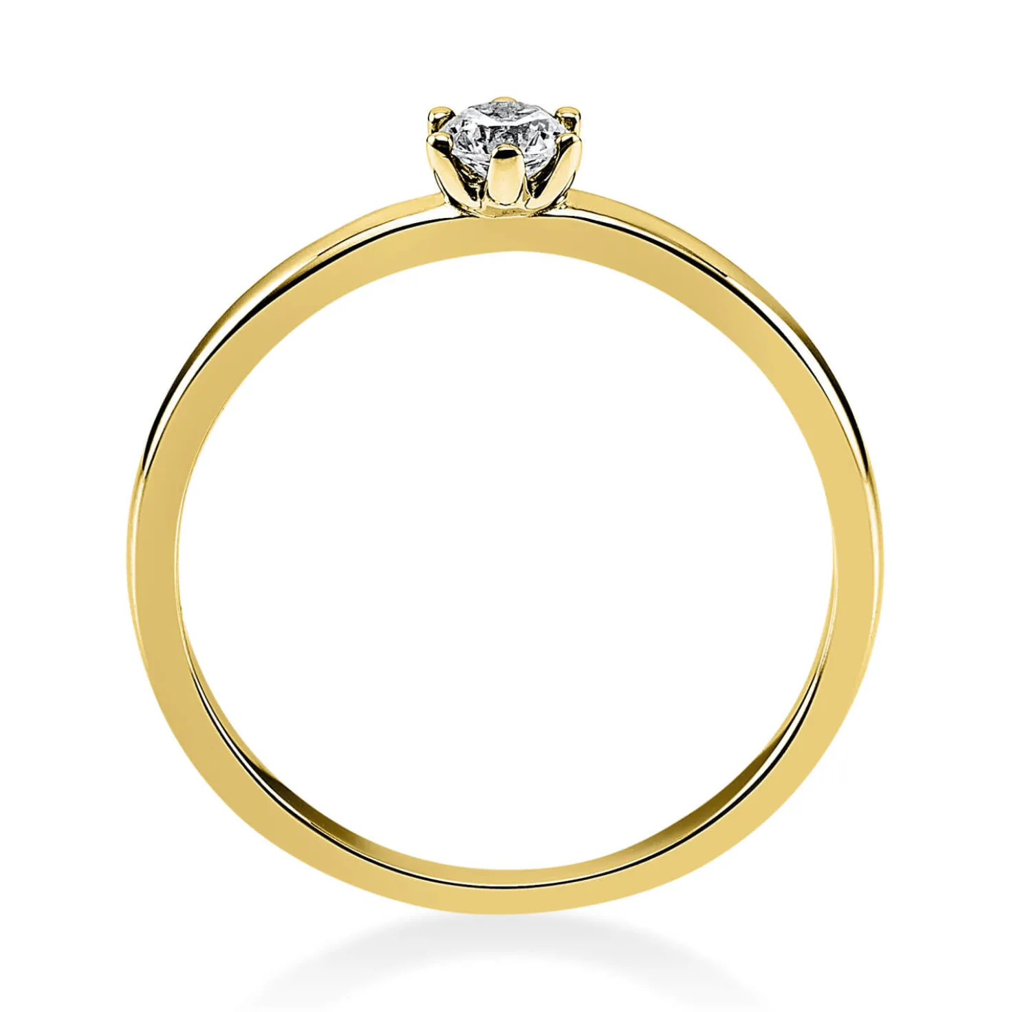 Solitär Ring 585 Gold Gelbgold Brillant 0,15 Ct H: 10,5mm, B: 10,6mm, S: 2,8mm