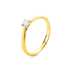 Solitär Ring 750 Gold Gelbgold Diamant Brillant 0,25 Ct 4er-Krappe B: 1,9mm