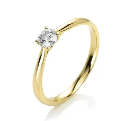 Solitär Ring 750 Gold Gelbgold Diamant Brillant 0,25 Ct 4er-Krappe B: 1,9mm