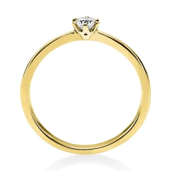 Solitär Ring 750 Gold Gelbgold Diamant Brillant 0,15 Ct 6er-Krappe B: 2,1mm