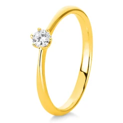 Solitär Ring 585 Gold Gelbgold Diamant Brillant 0,15 Ct 6er-Krappe B: 2,1mm